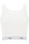 Hommegirls Pajama Crop Top With Logoed Elastic Band In White (white)