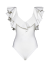 Maygel Coronel + Net Sustain Santa Ruffled Swimsuit In Off White