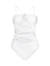 Maygel Coronel Floral-detail Sleeveless Swimsuit In Off White