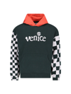 Erl Venice Checker Sleeve Hoodie In Black
