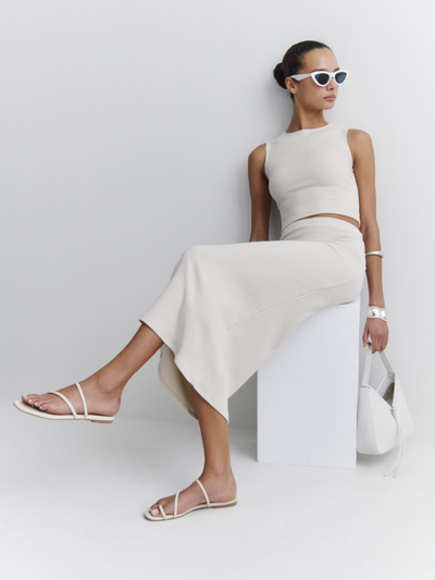 Reformation Ludo Toe Ring Strappy Flat Sandal In Almond Leather