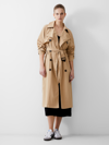 FRENCH CONNECTION LONG TRENCH COAT LIGHT STONE