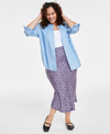 On 34th Plus Size Chambray Shirt, Created For Macy's In Light Spr Wash