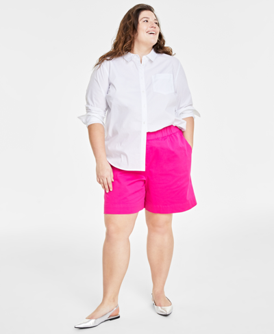 On 34th Trendy Plus Size High-rise Pull-on Chino Shorts, Created For Macy's In Jazzy Pink