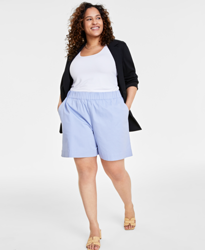 On 34th Trendy Plus Size High-rise Pull-on Chino Shorts, Created For Macy's In Purple Sunset