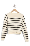 Melrose And Market Stripe Knit Pullover In Ivory Dove- Navy Stripe