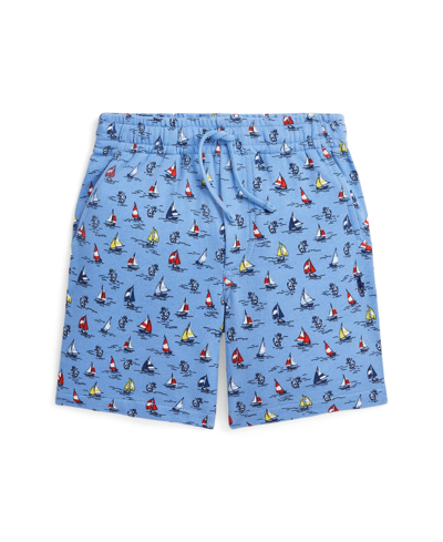 Polo Ralph Lauren Kids' Toddler And Little Boys Sailboat-print Spa Terry Shorts In High Tide,new England Blue