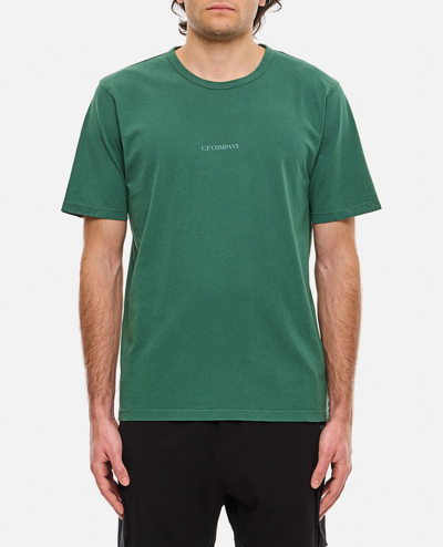 C.p. Company Jersey Resist Dyed Logo T-shirt In 649duck Green