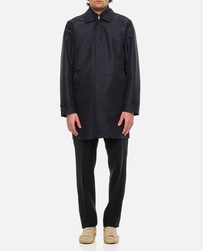 Fay Standing Collar Layered Long Shirt In Blue