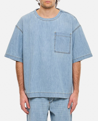 Bottega Veneta Light Bleached Denim T-shirt In Sky Blue