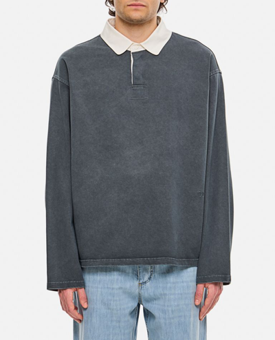 Bottega Veneta Washed Out Japanese Jerse Polo In Grey