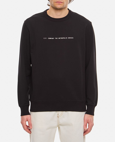 C.p. Company Metropolis Series Stretch Fleece Graphic Sweatshirt In Black