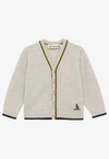 BONPOINT BABIES LOGO-EMBROIDERED WOOL CARDIGAN
