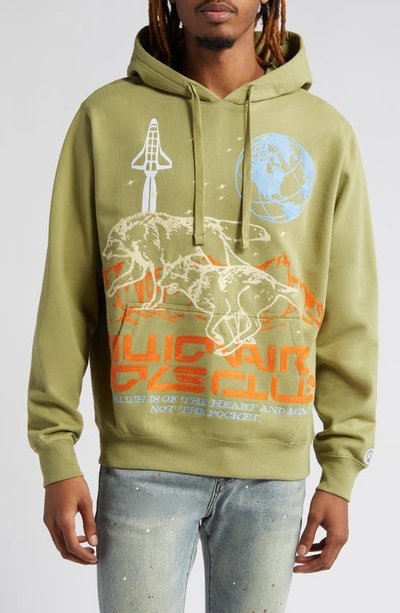 Billionaire Boys Club Hunt For The Moon Embroidered Hoodie In Mosstone