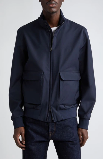 Herno Tway Stretch Bomber Jacket In Blue