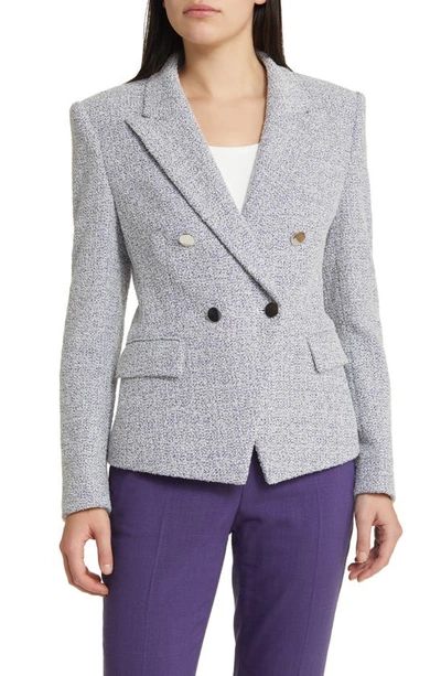 Hugo Boss Boss Jocanah Tweed Double Breasted Blazer In Mulberry Purple Boucle