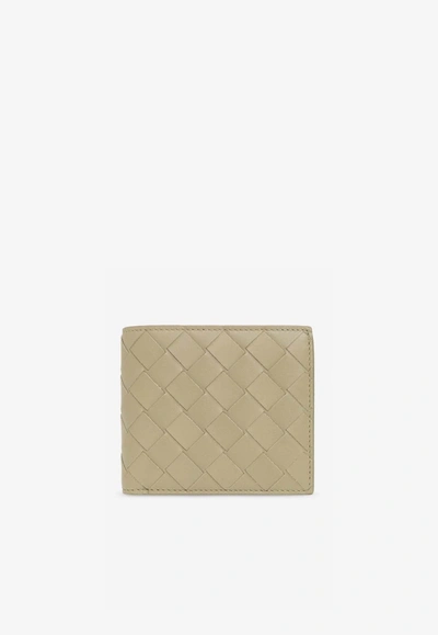 Bottega Veneta Bi-fold Intrecciato Leather Wallet In Travertine