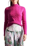 Ted Baker Veolaa Cable Knit Sweater In Bright Pink