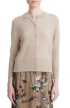 Vince Three Quarter Sleeve Wool & Cashmere Cardigan In Heather Hazel Cream