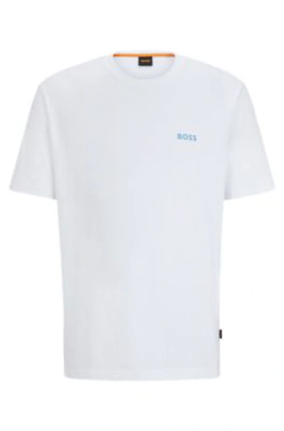 Hugo Boss Cotton-jersey T-shirt With Decorative Reflective Artwork In White