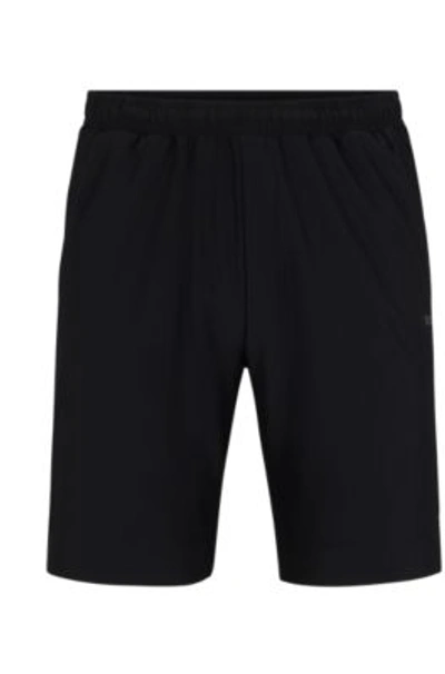 Hugo Boss Quick-dry Shorts With Decorative Reflective Logo In Black