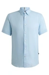 Hugo Boss Slim-fit Shirt In Stretch-linen Chambray In Light Blue