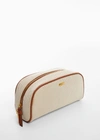 MANGO CONTRASTING DESIGN COSMETIC BAG LEATHER