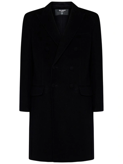 Balmain Black Double-breasted Coat