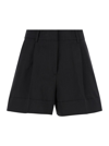 PT TORINO BLACK HIGH WAISTED 'DELIA' SHORTS IN COTTON & LINEN BLEND WOMAN