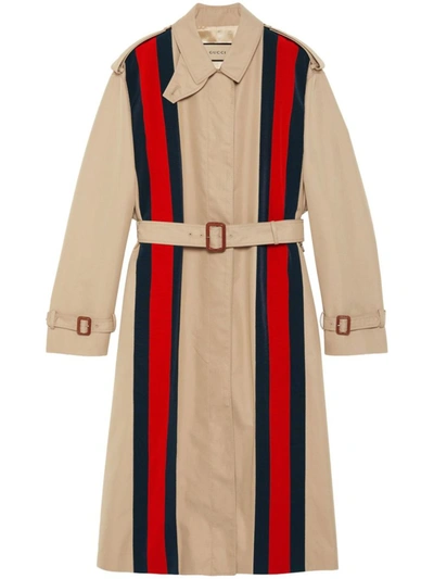 Gucci Cotton Blend Gabardine Coat In Brown