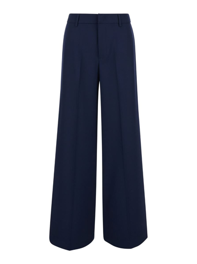 Pt Torino Blue Wide Leg Pants In Polyester Woman