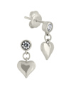 Sterling Forever Silver Cz Luna Heart Studs