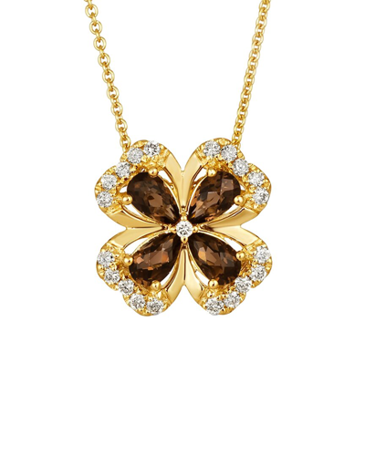 LE VIAN LE VIAN CHOCOLATE CLOVER 14K 1.00 CT. TW. DIAMOND & QUARTZ PENDANT