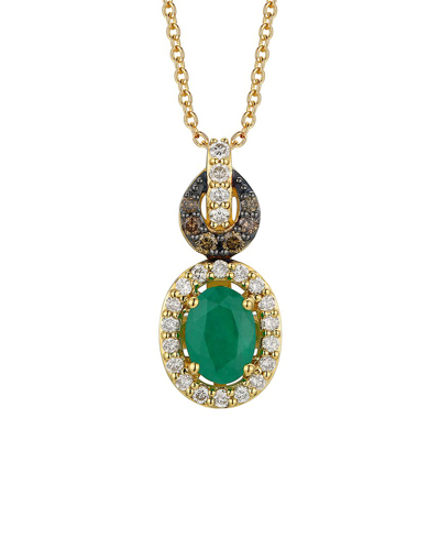 LE VIAN LE VIAN COSTA SMERALDA EMERALDS 14K 1.07 CT. TW. DIAMOND & EMERALDS DROP PENDANT