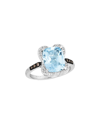 Le Vian Ocean Blue Topaz Cushn Pillow 14k 4.44 Ct. Tw. Diamond & Blue Topaz Half-eternity Cocktail R