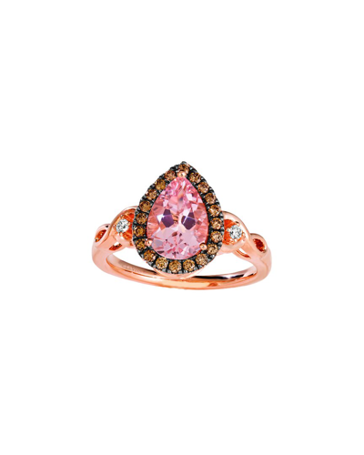 Le Vian Peach Morganite 14k Rose Gold 1.61 Ct. Tw. Diamond & Morganite Half-eternity Cocktail Ring In Pink/rose Gold Tone/gold Tone