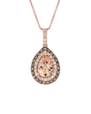 Le Vian Peach Morganite 14k Rose Gold 1.58 Ct. Tw. Diamond & Morganite Drop Pendant