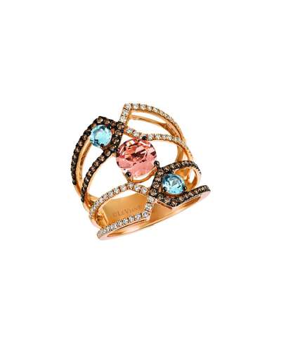 Le Vian Peach Morganite 14k Rose Gold 2.02 Ct. Tw. Diamond & Morganite Half-eternity Cocktail Ring