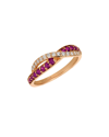 Le Vian Passion Ruby Gladiator 14k Rose Gold 0.58 Ct. Tw. Diamond & Ruby Half-eternity Cocktail Ring