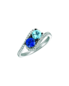 Le Vian Toi Et Moi 14k 0.99 Ct. Tw. Diamond & Aquamarine Half-eternity Cocktail Ring