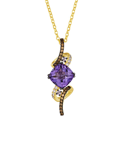 LE VIAN LE VIAN GRAPE AMETHYST 14K 3.04 CT. TW. DIAMOND & AMETHYST DROP PENDANT