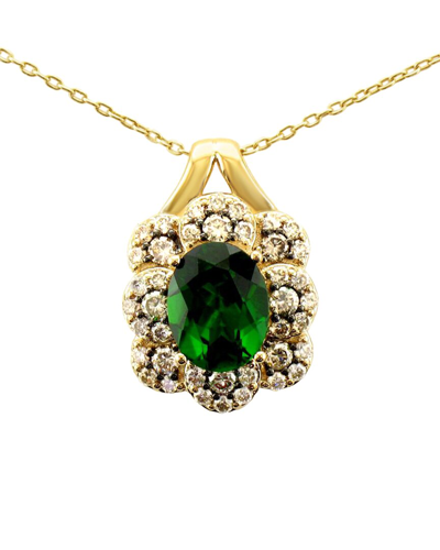 Le Vian Pistachio Diopside 14k 2.11 Ct. Tw. Diamond & Chrome Diopside Drop Pendant In Gold