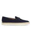 TOD'S WOMEN'S DOUBLE-T RING SUEDE & RAFFIA LOAFERS