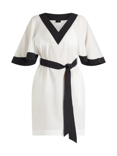 Valimare Casia Colorblock Caftan Coverup In White/black