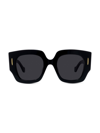 Loewe Anagram 50mm Small Geometric Sunglasses In Shiny Black Smoke