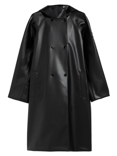 Max Mara Women's Kuban Faux Leather Hooded Coat In Black