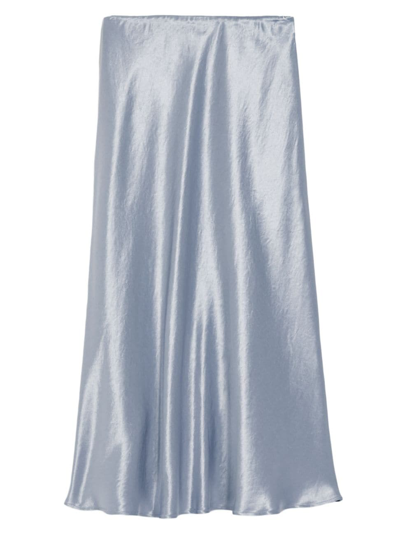 Max Mara Alessio Straight Satin Midi Skirt In Sky Blue