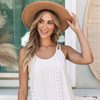 THREADED PEAR MEADOW EYELET STRAPPY SCOOP-NECK TANK TOP