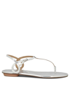 Aquazzura 10mm Almost Bare Leather Flat Sandals In Silver