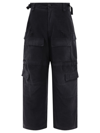 Balenciaga Large Cargo Trousers In Black
